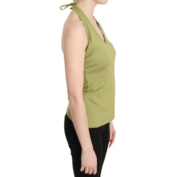 GF Ferre Halter Top Ribbed Knit Sleeveless Women Green Tops & T-Shirts - Picture 2 of 5